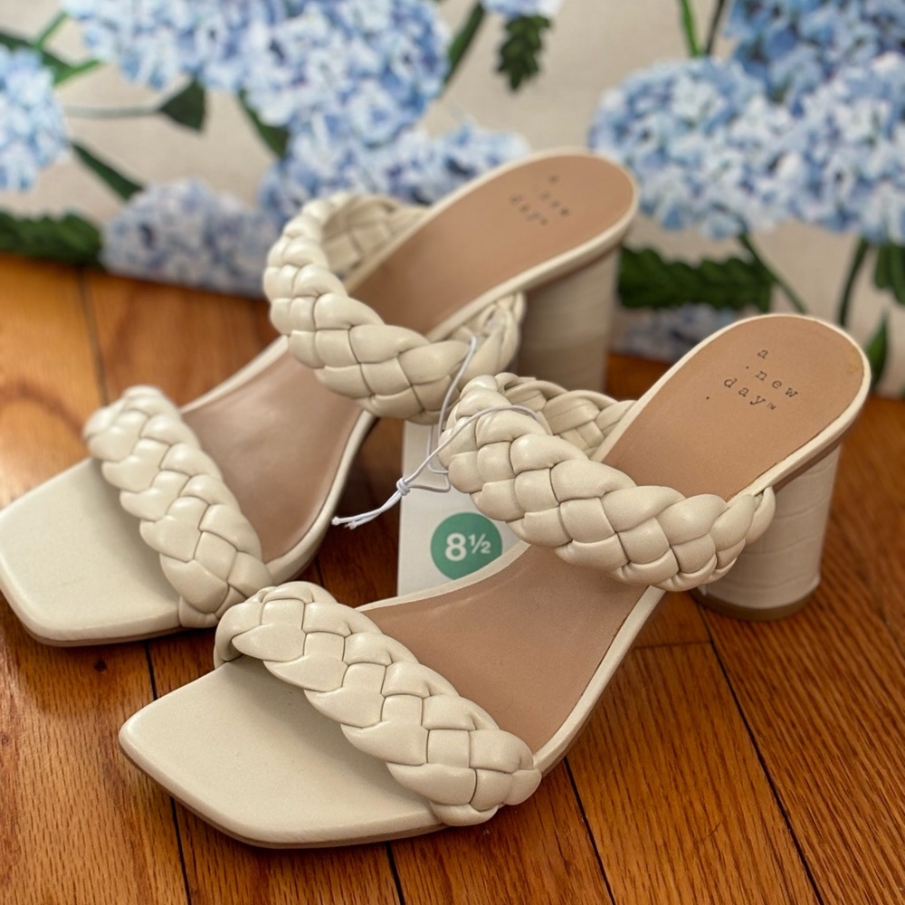 NEW A New Day Braided Heel Sandals Bridal Cream Size 8.5